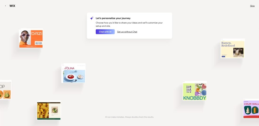 Wix AI website builder