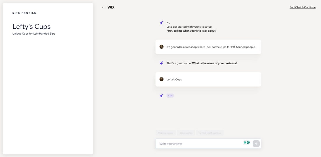 Wix AI website builder