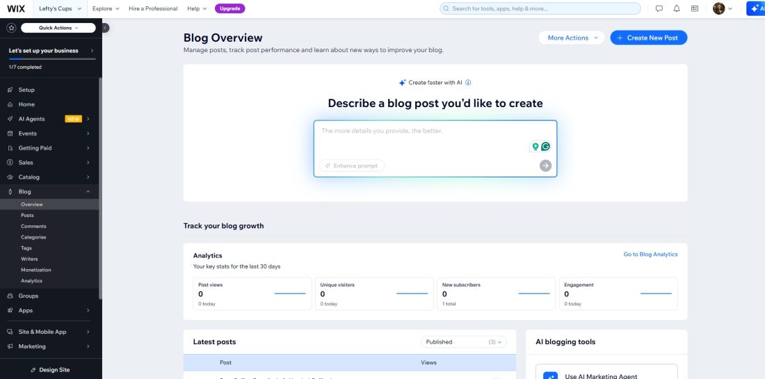 Wix AI website builder