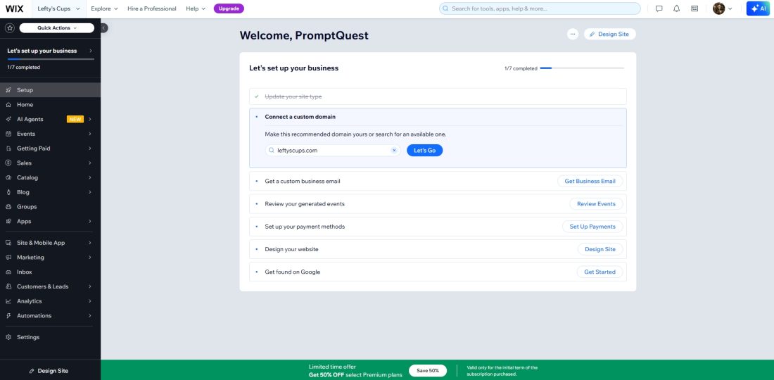 Wix AI website builder